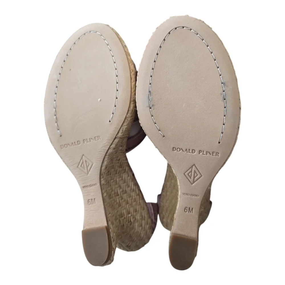 NIB Donald Pliner Trixee Crocco Leather Ankle Strap Wedge Espadrille Sandals 6